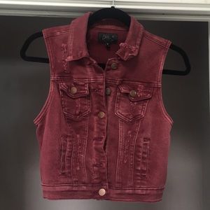 Denim Maroon Vest